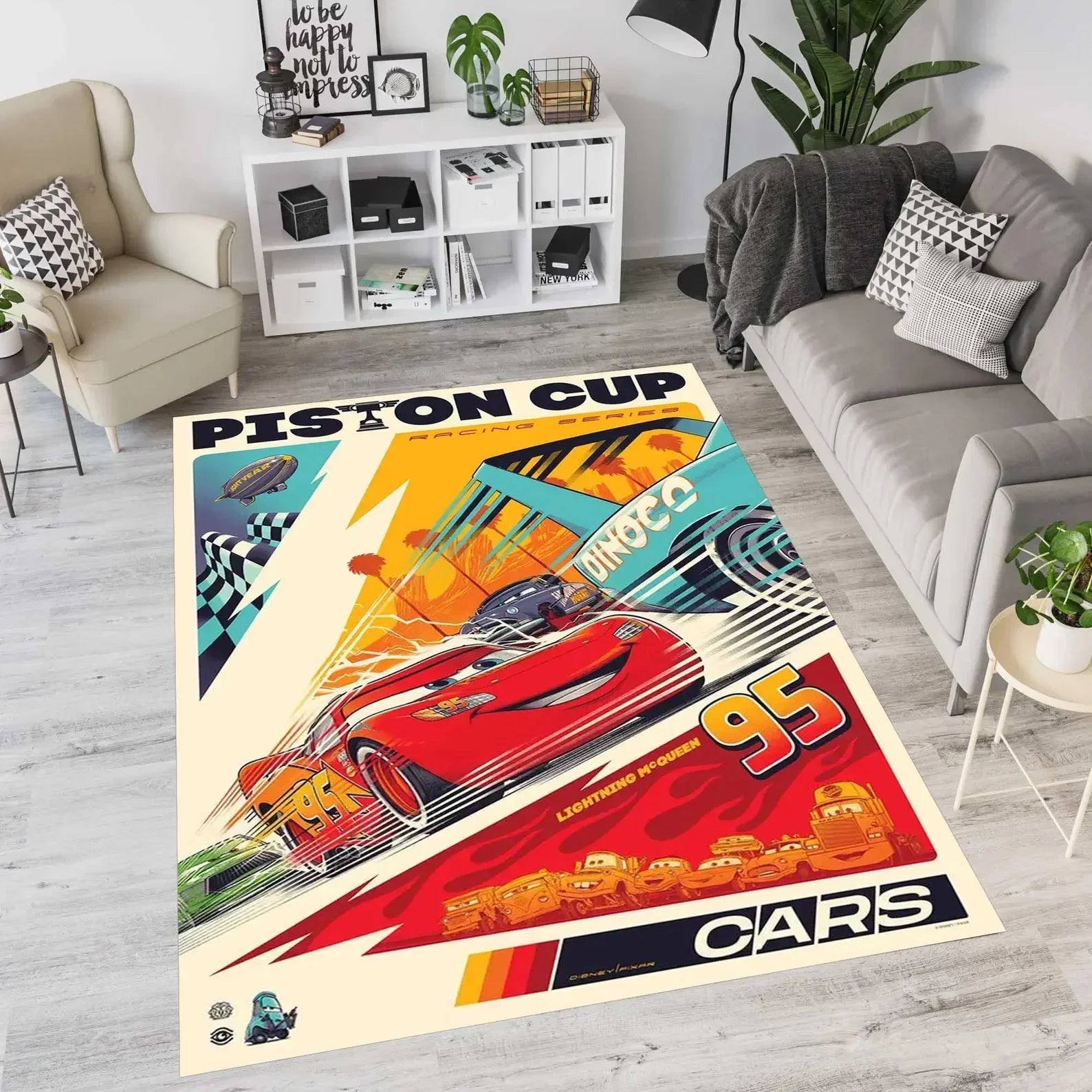 McQueen Cartoon Car Rug for Kids Room Decor
