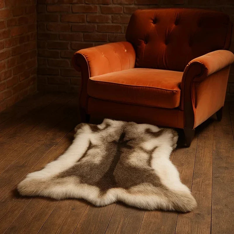 Nordic Faux Fur Reindeer Rug For Kids Play Mat