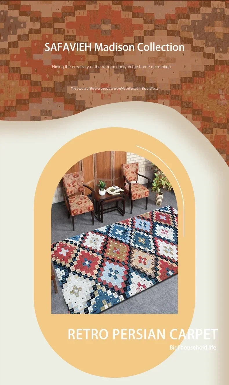 VIKAMA Bohemian Vintage Art Deco Rugs for Living Rooms