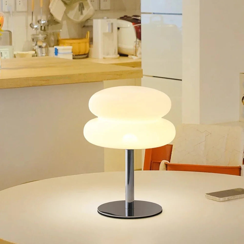 LED Mushroom Table Lamp USB Plug White Plastic Night Light