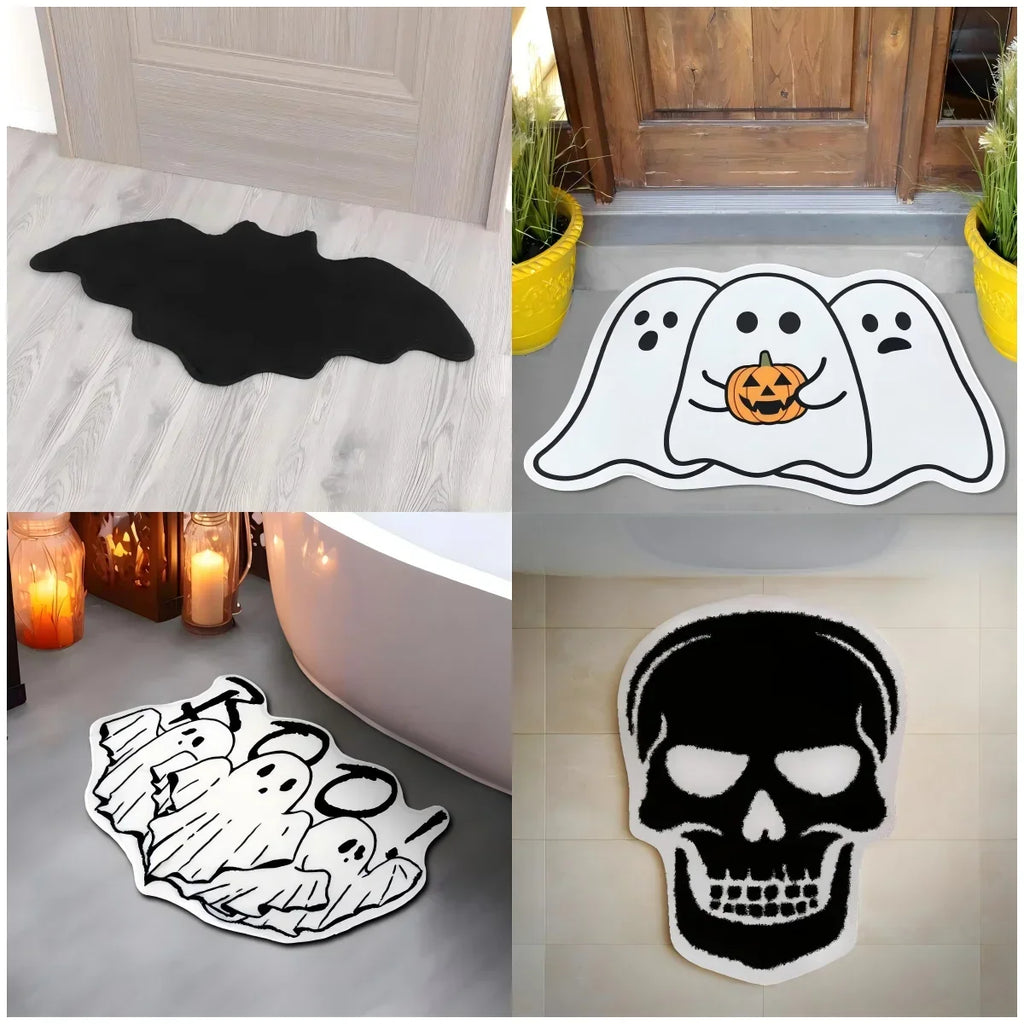 VIKAMA Black Spider Web Halloween Rug Bath Mat