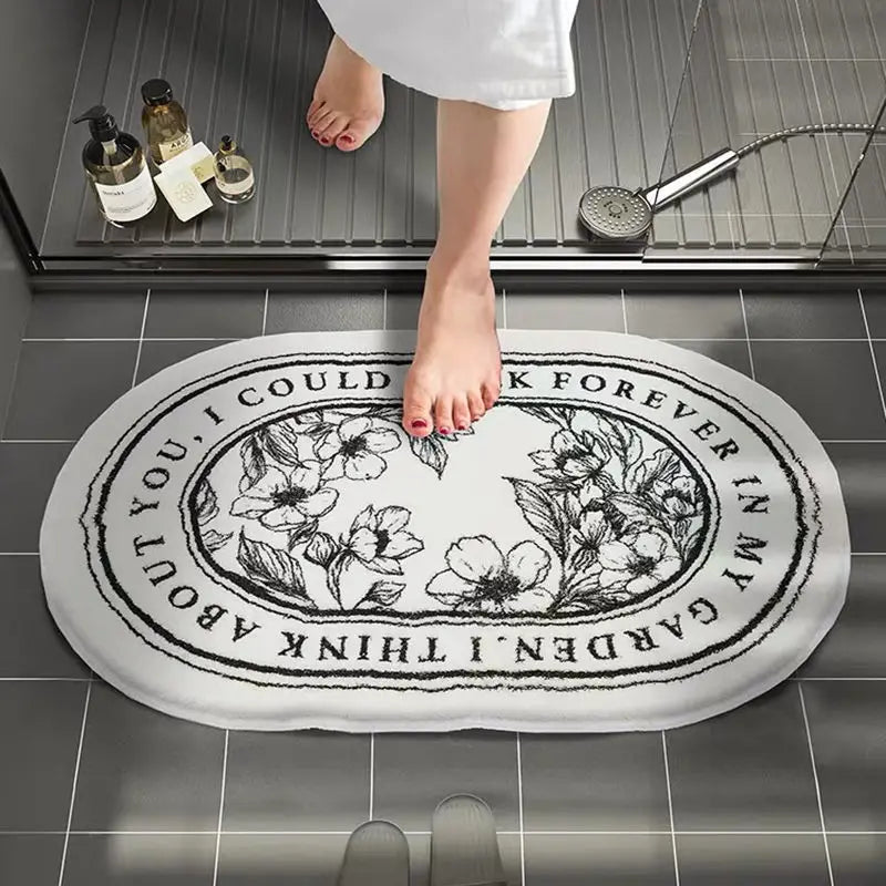 Floral Non-Slip Absorbent Bath Mat for Home Use