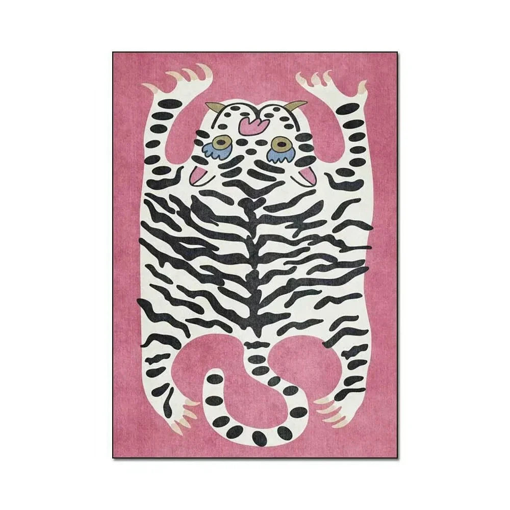 Pink Leopard Print Area Rug for Bedroom and Living Room