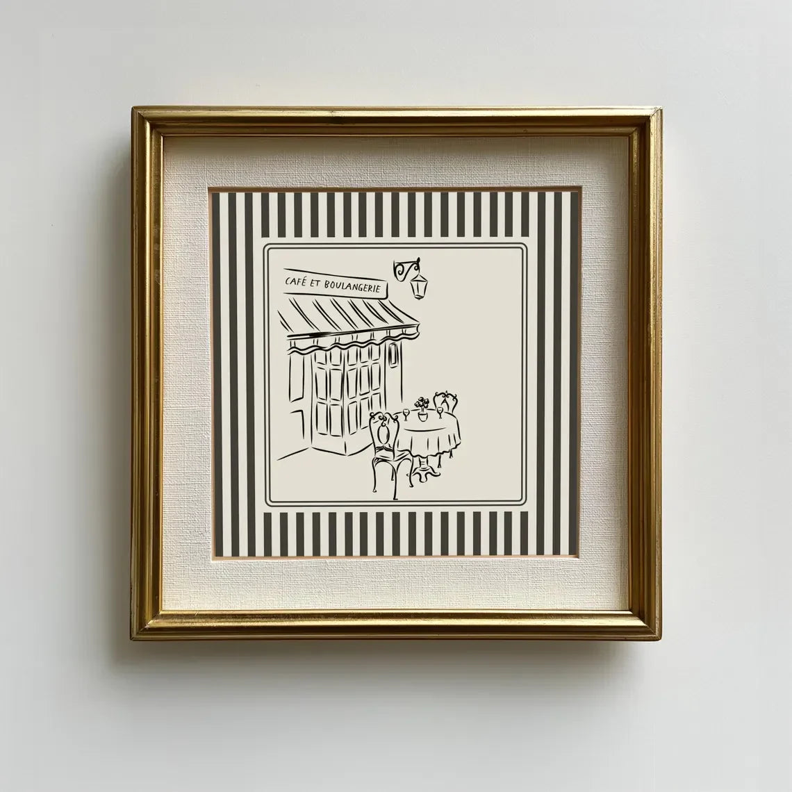 Black and White Striped Art Print Minimalist Illustration