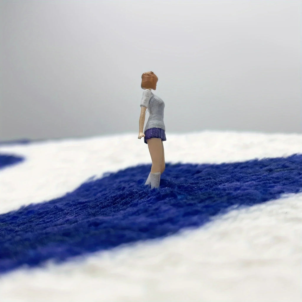 VIKAMA Blue Polyester Bathroom Absorbent Doormat