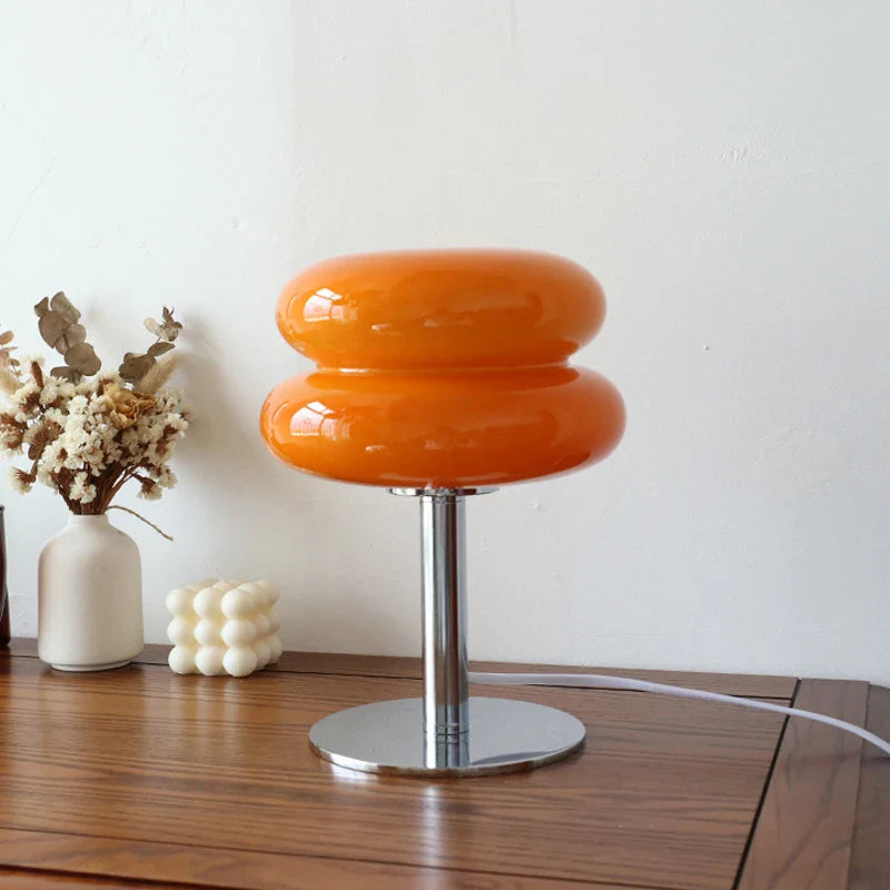 Macaron Glass Table Lamp Silver Iron for Bedroom Decor