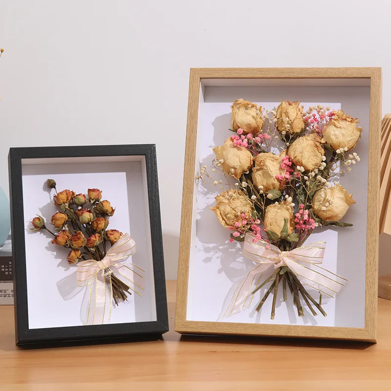3D Hollow Wood Photo Frame for Dried Flowers Display