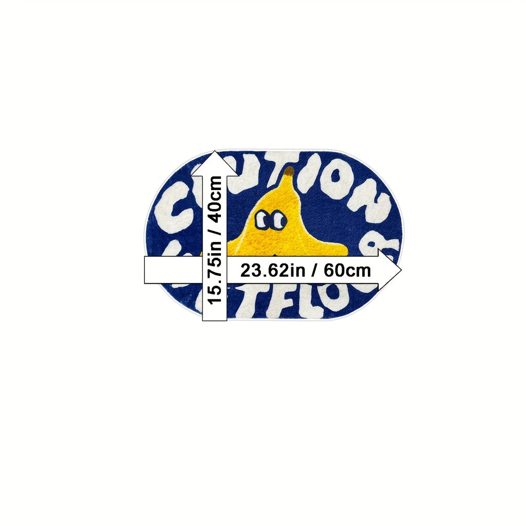 VIKAMA Blue Polyester Bathroom Absorbent Doormat