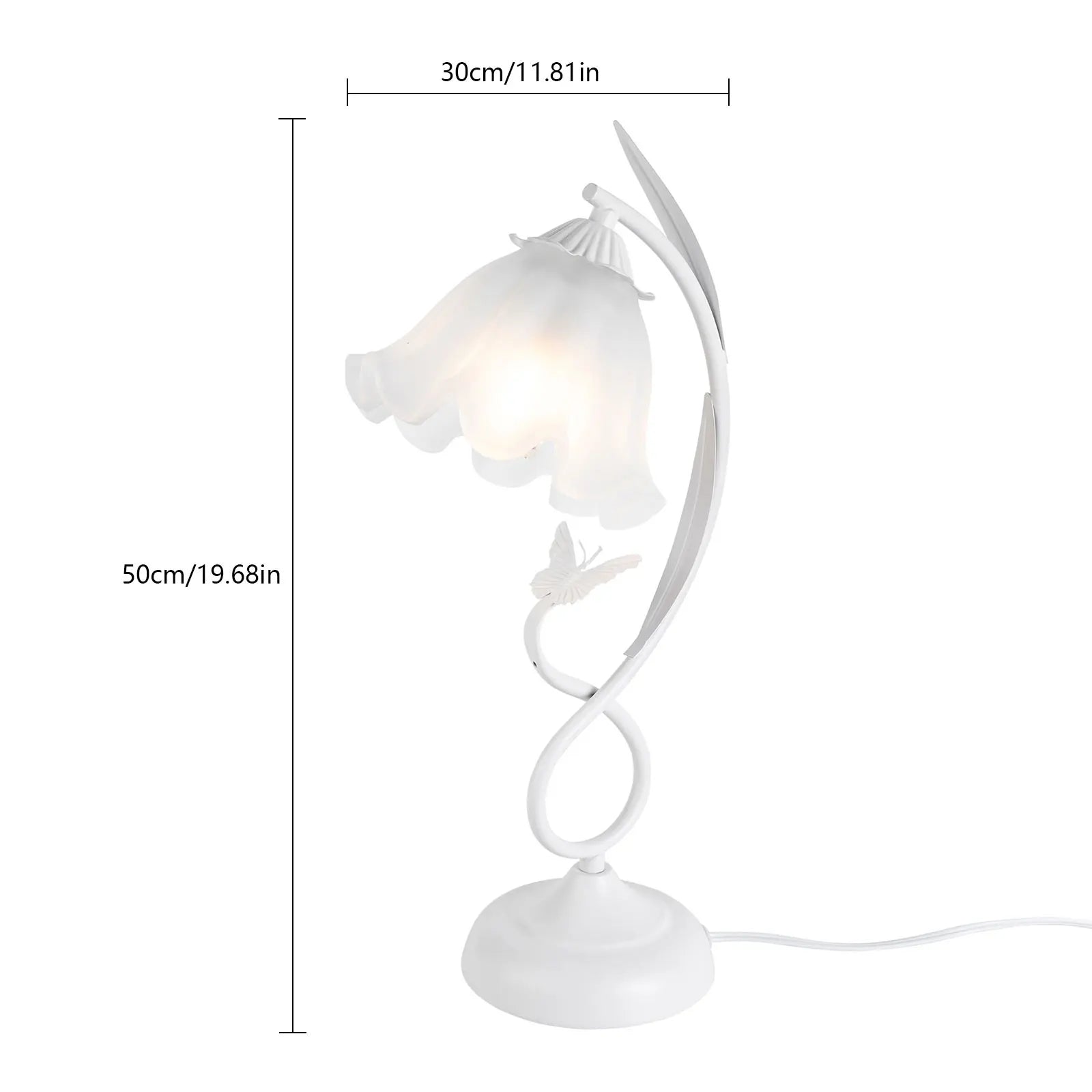 Flower Desk Lamp White Glass Lampshade for Bedside Use