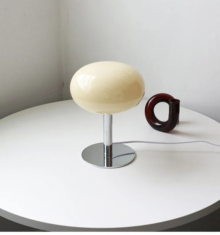 Macaron Glass Table Lamp Silver Iron for Bedroom Decor