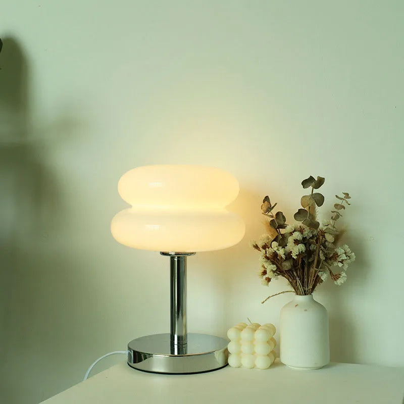 Macaron Glass Table Lamp Silver Iron for Bedroom Decor