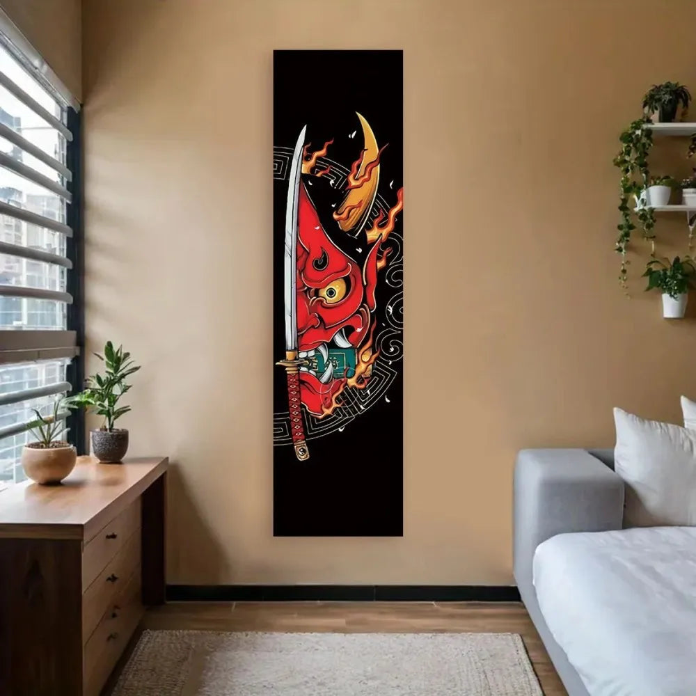VIKAMA Japanese Wave Art Tapestry Red Sun Ocean Print