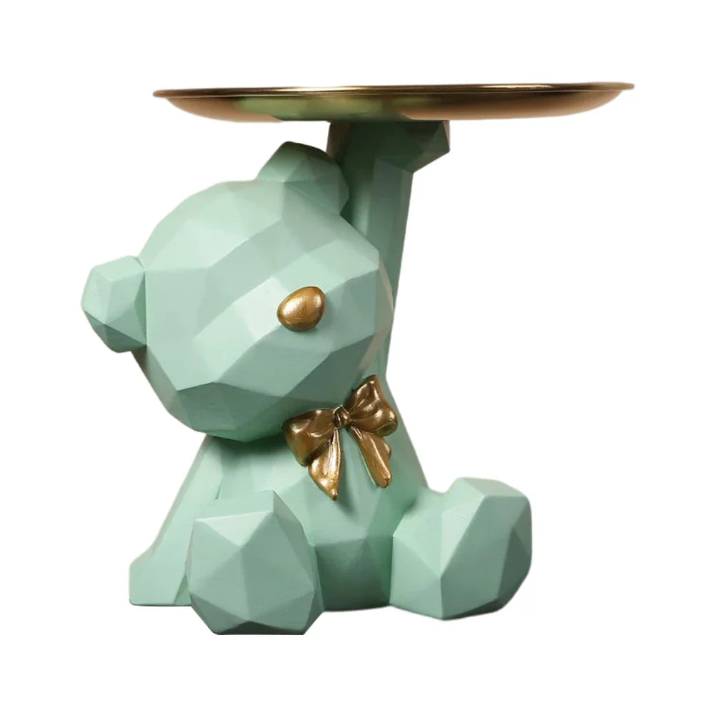Resin Geometric Bear Key Holder Figurine for Home Decor