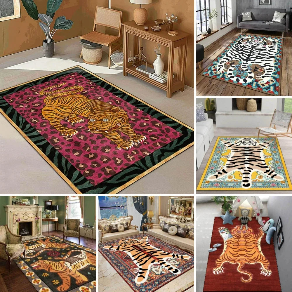 Pink Leopard Print Area Rug for Bedroom and Living Room