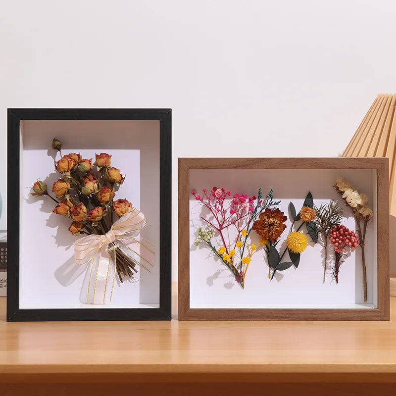 3D Hollow Wood Photo Frame for Dried Flowers Display