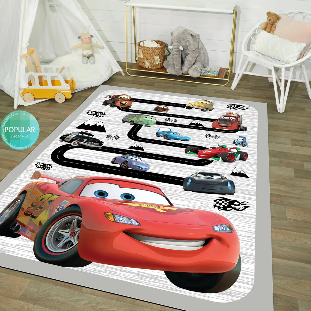 McQueen Cartoon Car Rug for Kids Room Decor