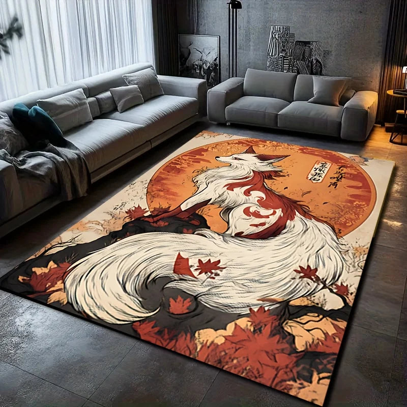 Fox Spirit Velvet Flannel Printed Floor Mat Living Room