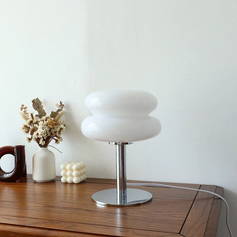 Macaron Glass Table Lamp Silver Iron for Bedroom Decor