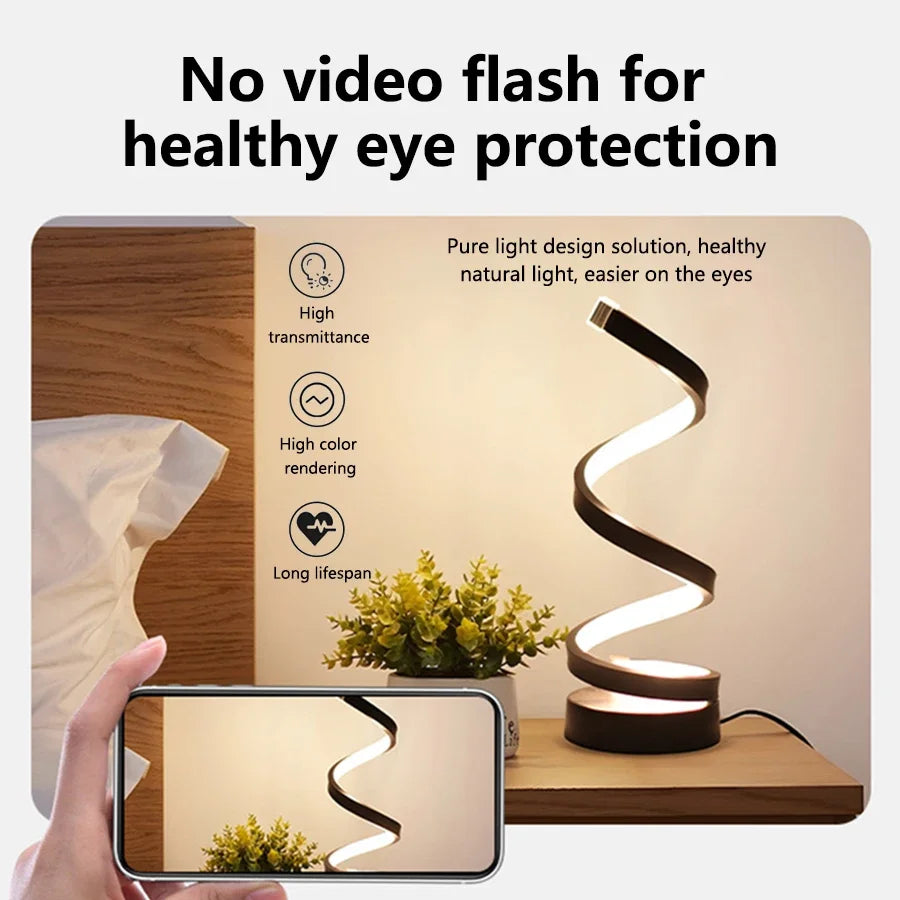 Modern Spiral Dimmable LED Table Lamp for Living Room
