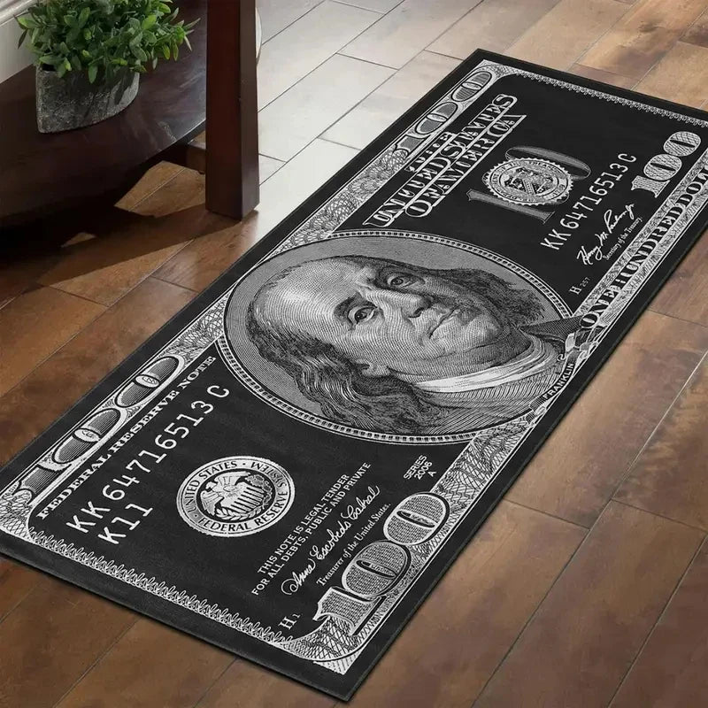 VIKAMA Dollar Striped Rug, Easy-to-Clean Polyester Mat