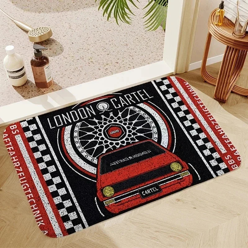 BBS Racing Kitchen Mat Polyester Doormat for Home Use