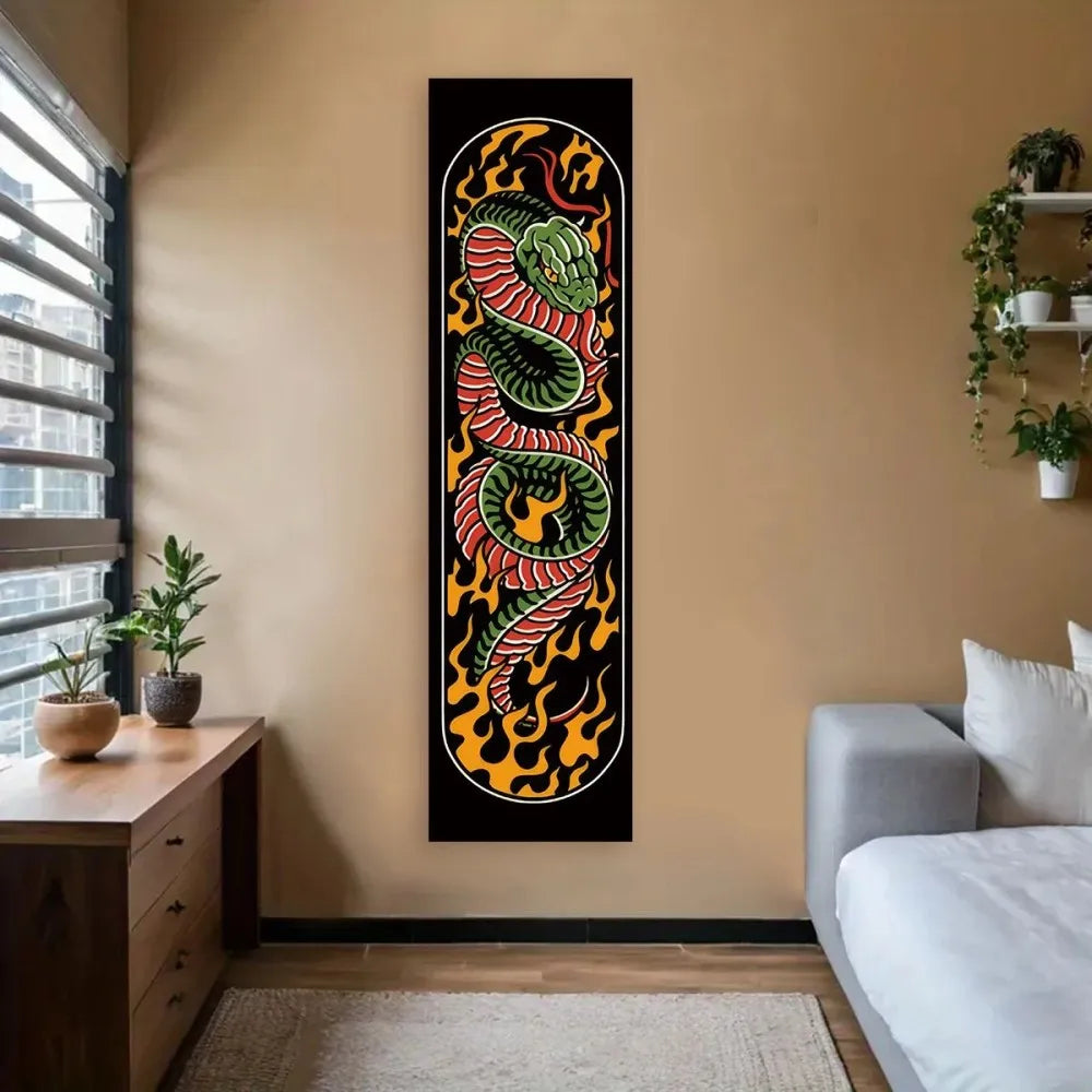 VIKAMA Japanese Wave Art Tapestry Red Sun Ocean Print