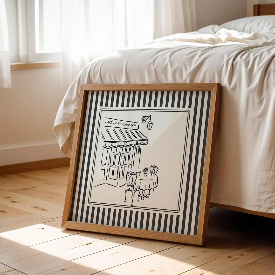 Black and White Striped Art Print Minimalist Illustration