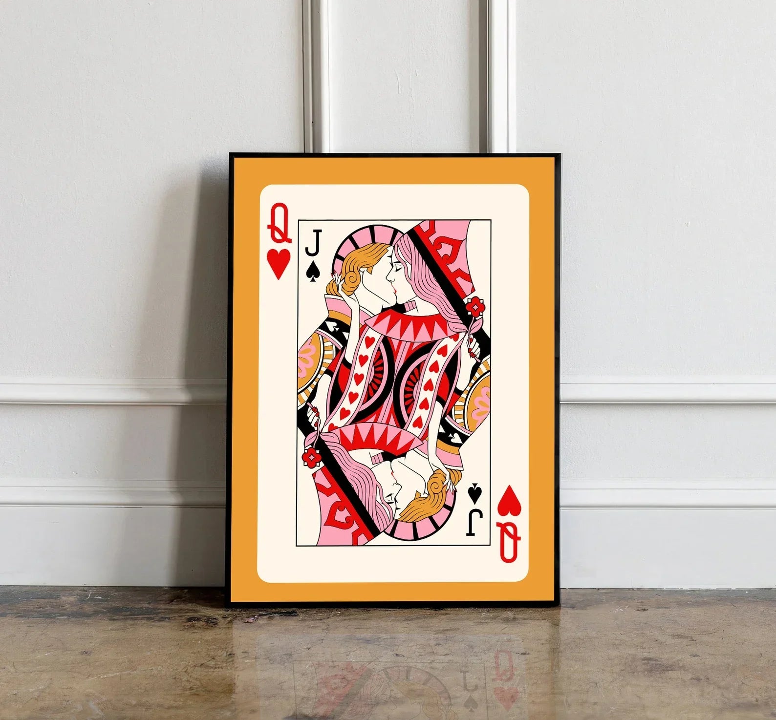 Queen of Hearts Colorful Wall Art Print Digital Download