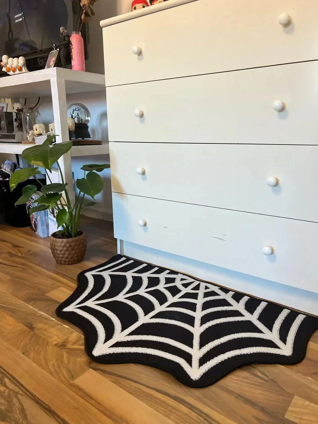 VIKAMA Black Spider Web Halloween Rug Bath Mat