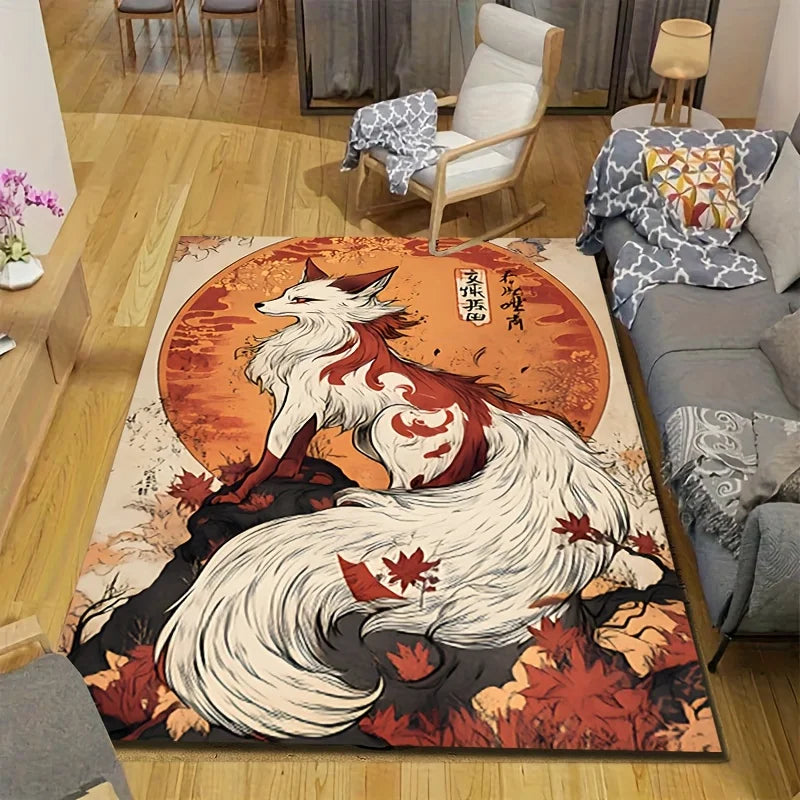 Fox Spirit Velvet Flannel Printed Floor Mat Living Room