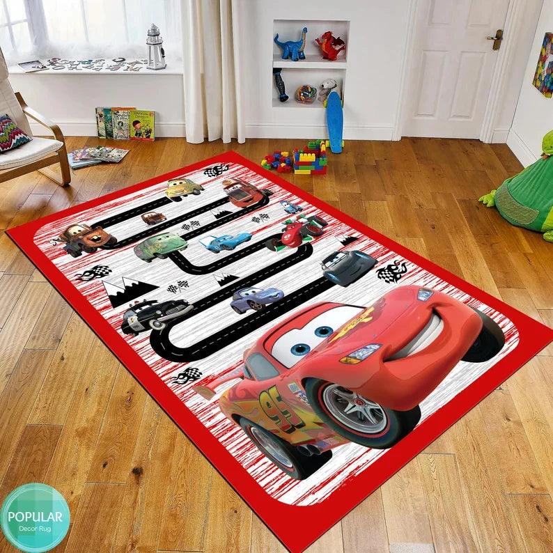 McQueen Cartoon Car Rug for Kids Room Decor