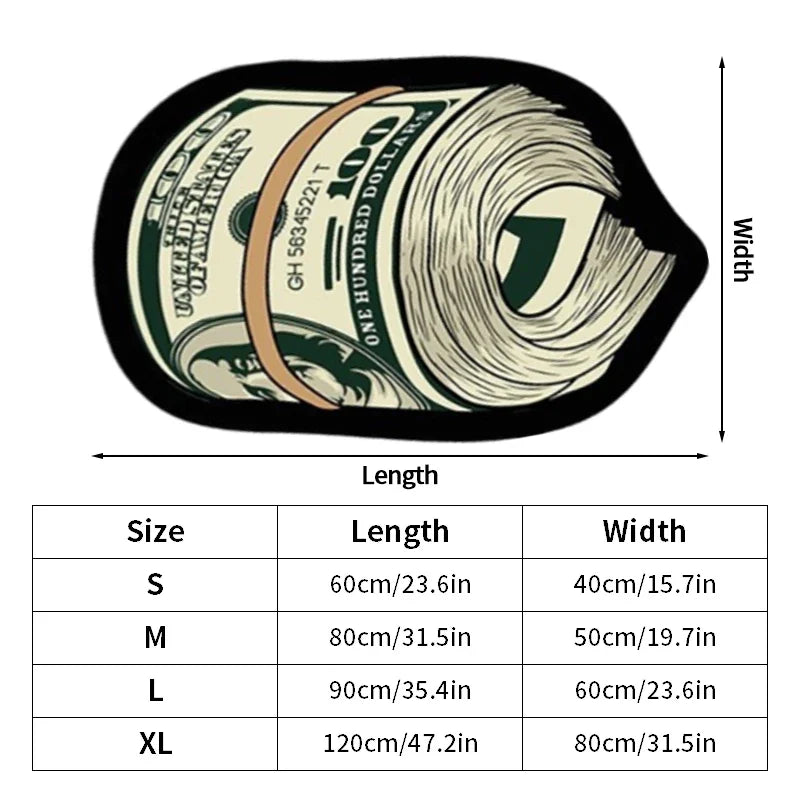 Money Shaped Carpet Rug for Bedroom PVC Anti-Slip Mat