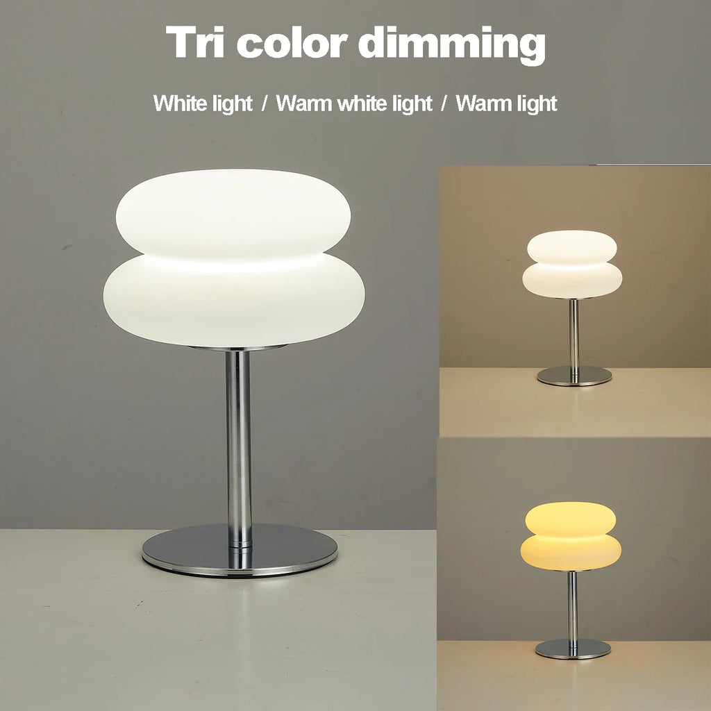 LED Mushroom Table Lamp USB Plug White Plastic Night Light