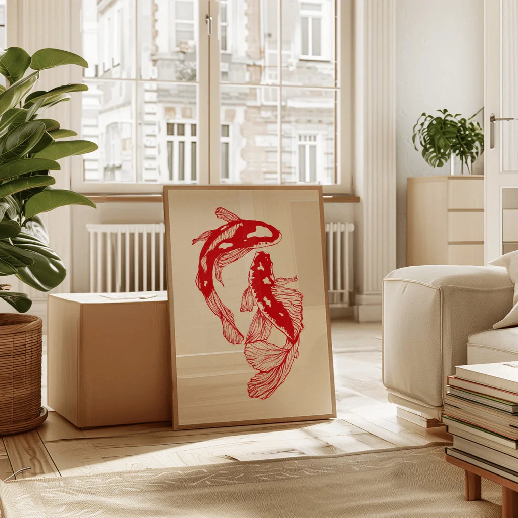 Japanese Koi Fish Canvas Print Art for Home Decor