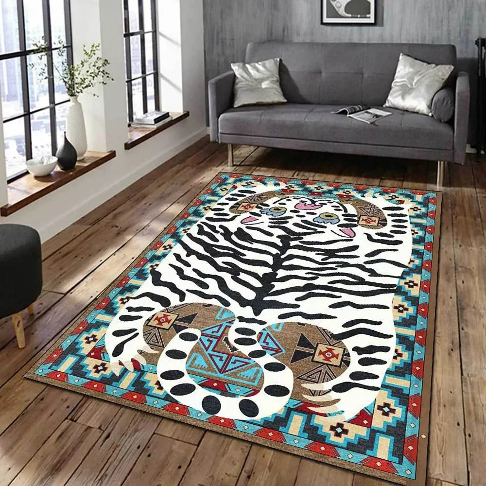 Pink Leopard Print Area Rug for Bedroom and Living Room