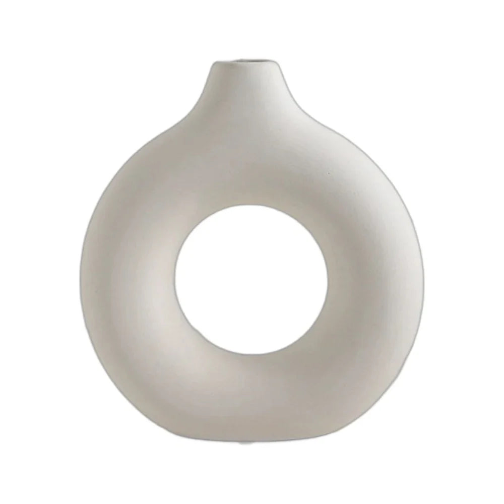 Nordic Circular Hollow Plastic Flower Vase for Home Decor