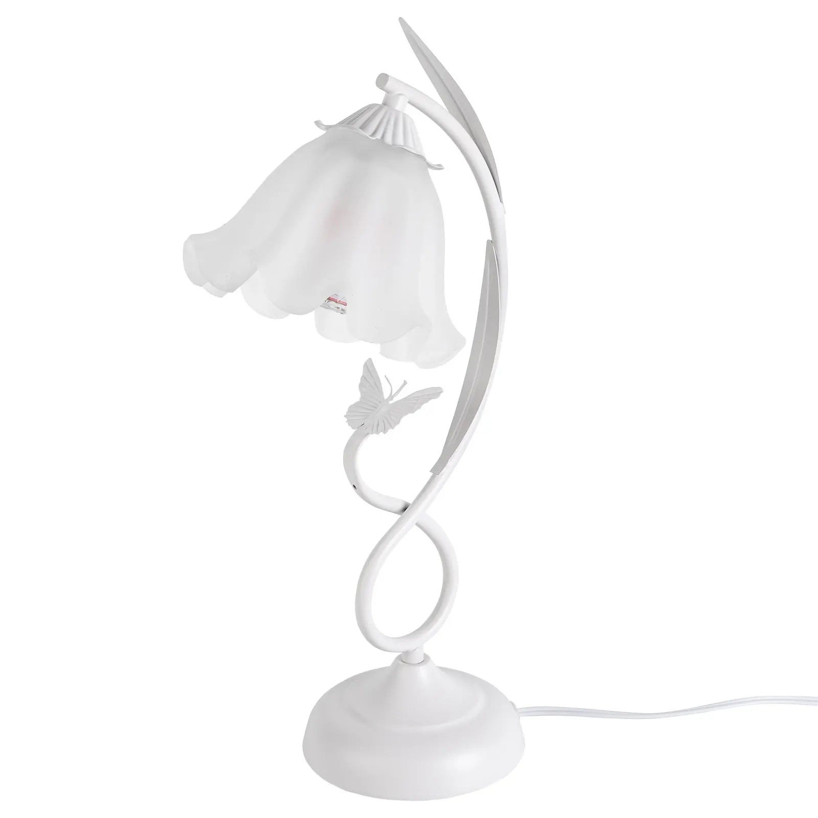 Flower Desk Lamp White Glass Lampshade for Bedside Use
