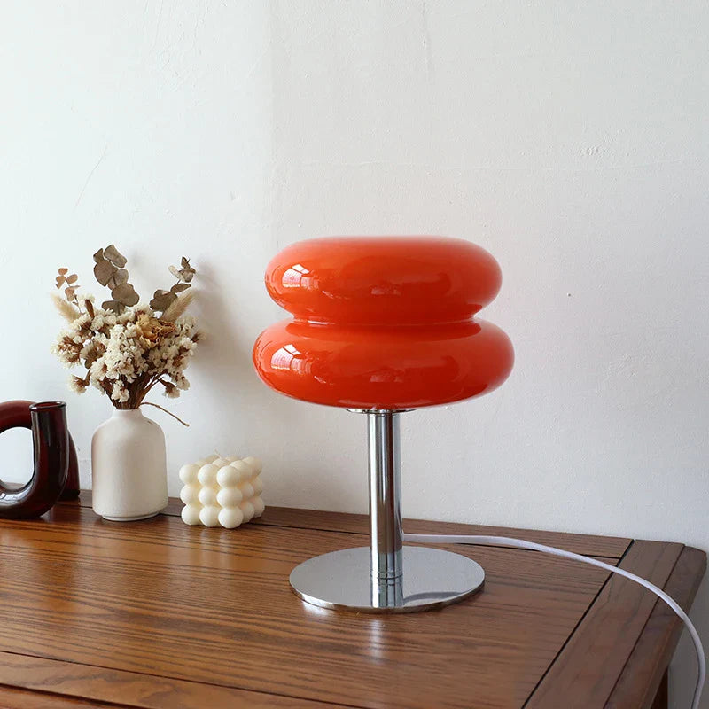 Macaron Glass Table Lamp Silver Iron for Bedroom Decor