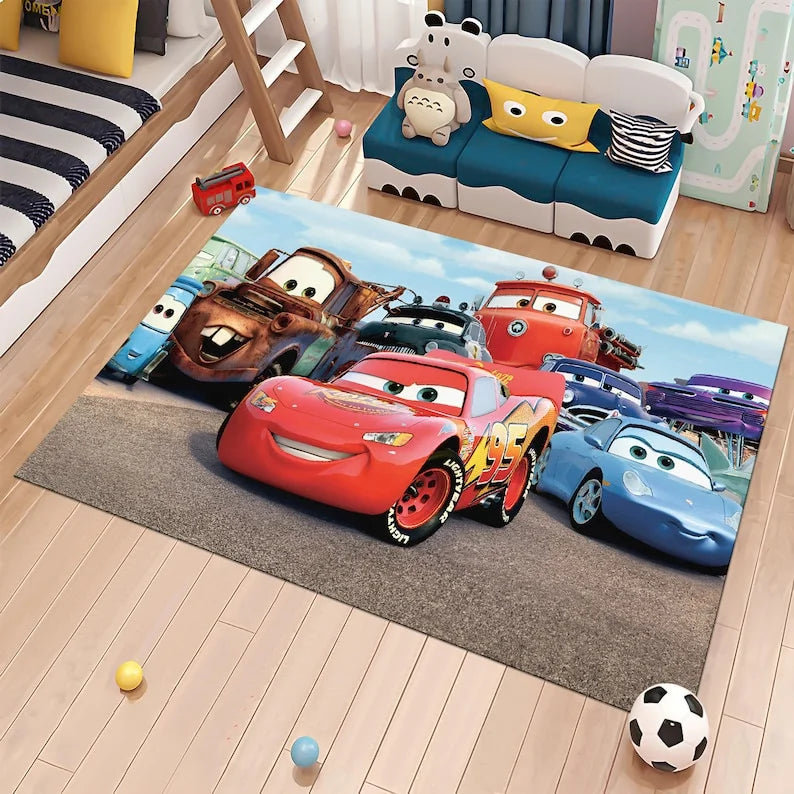 McQueen Cartoon Car Rug for Kids Room Decor