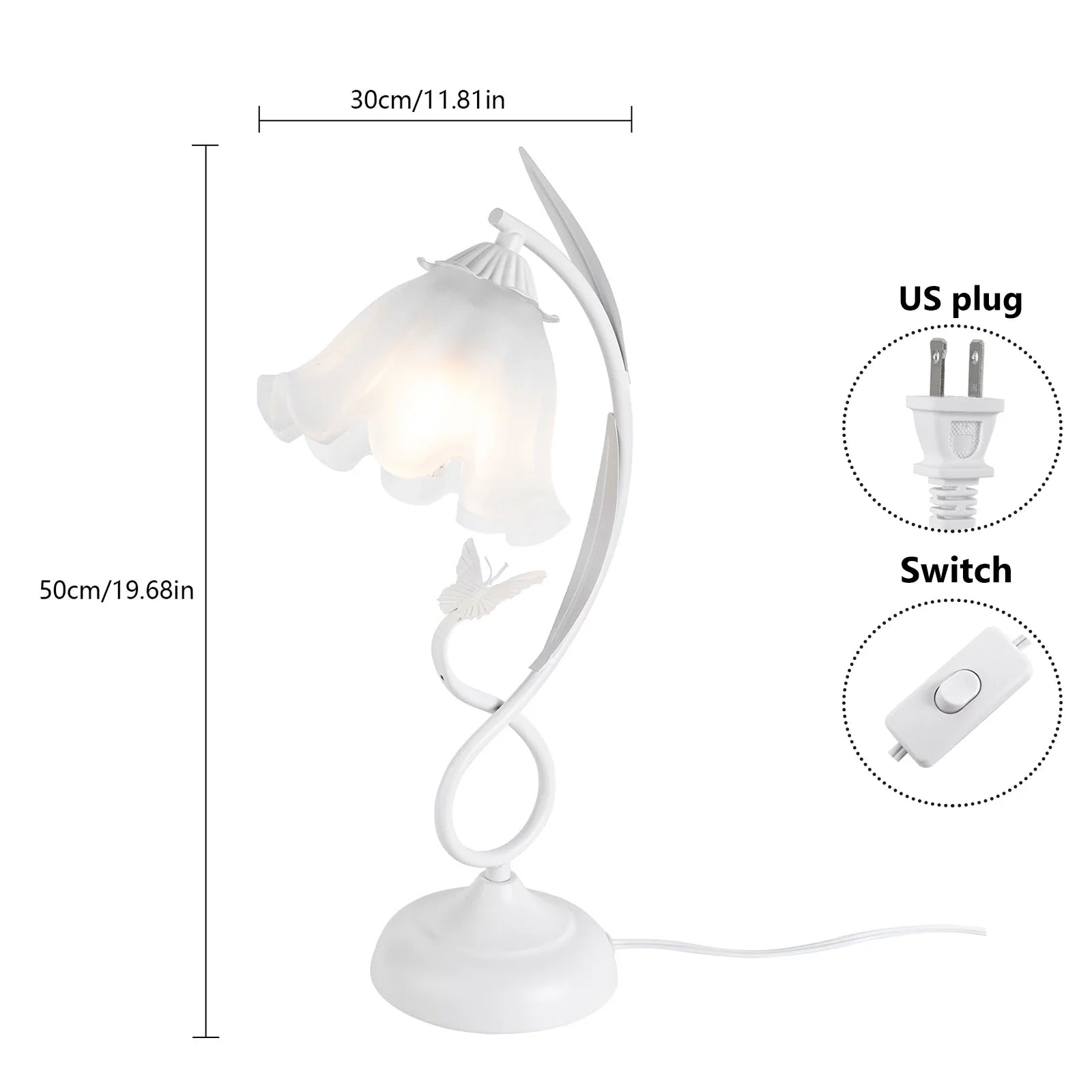 Flower Desk Lamp White Glass Lampshade for Bedside Use
