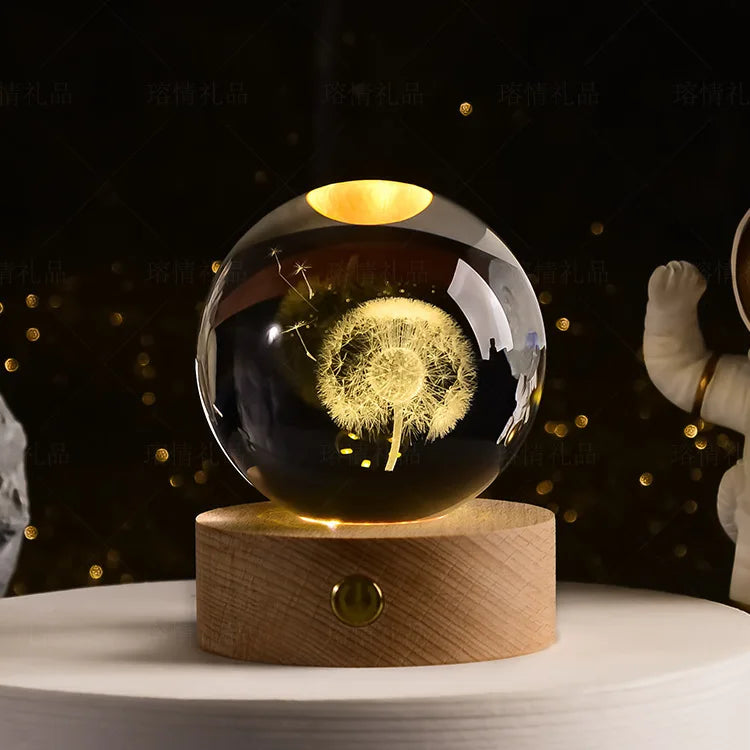 Crystal Ball Night Light Glass Sphere Birthday Gift