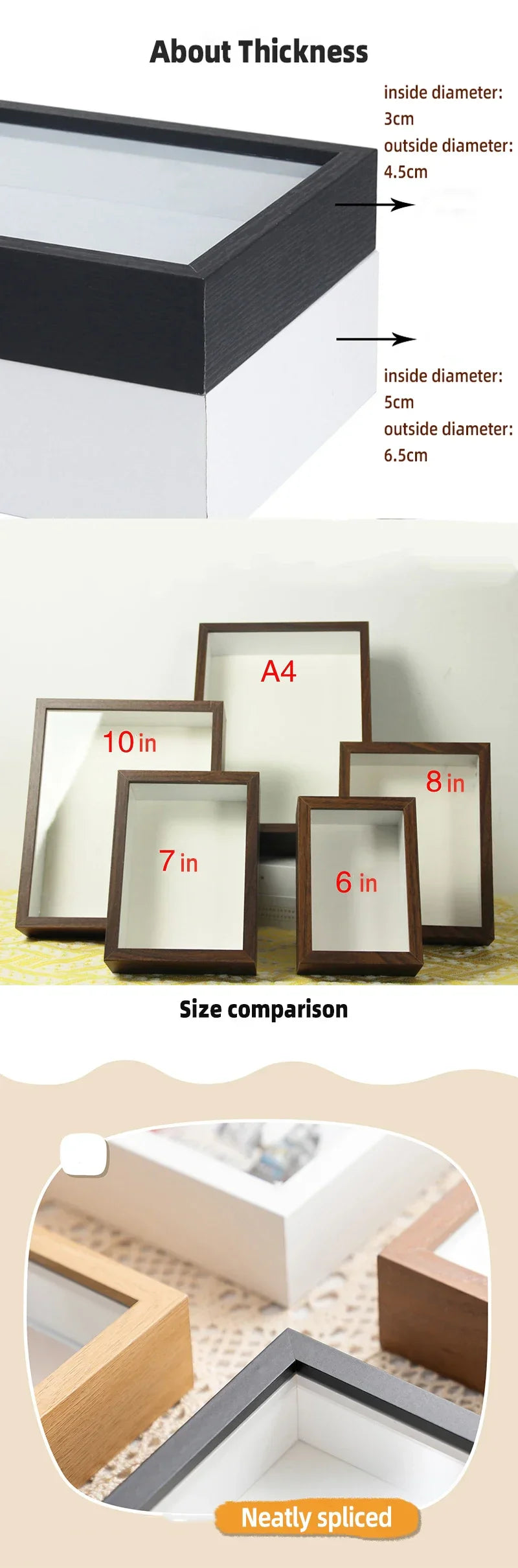 3D Hollow Wood Photo Frame for Dried Flowers Display