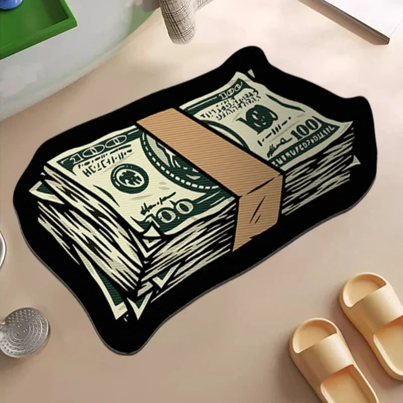 Money Shaped Carpet Rug for Bedroom PVC Anti-Slip Mat