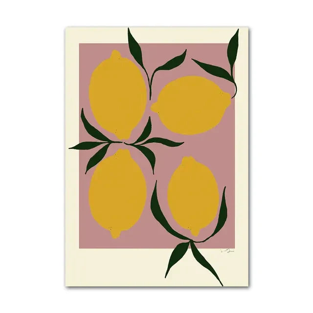 Lemon Vase Abstract Canvas Wall Art for Home Decor