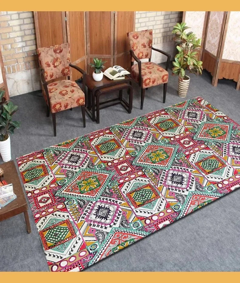 VIKAMA Bohemian Vintage Art Deco Rugs for Living Rooms
