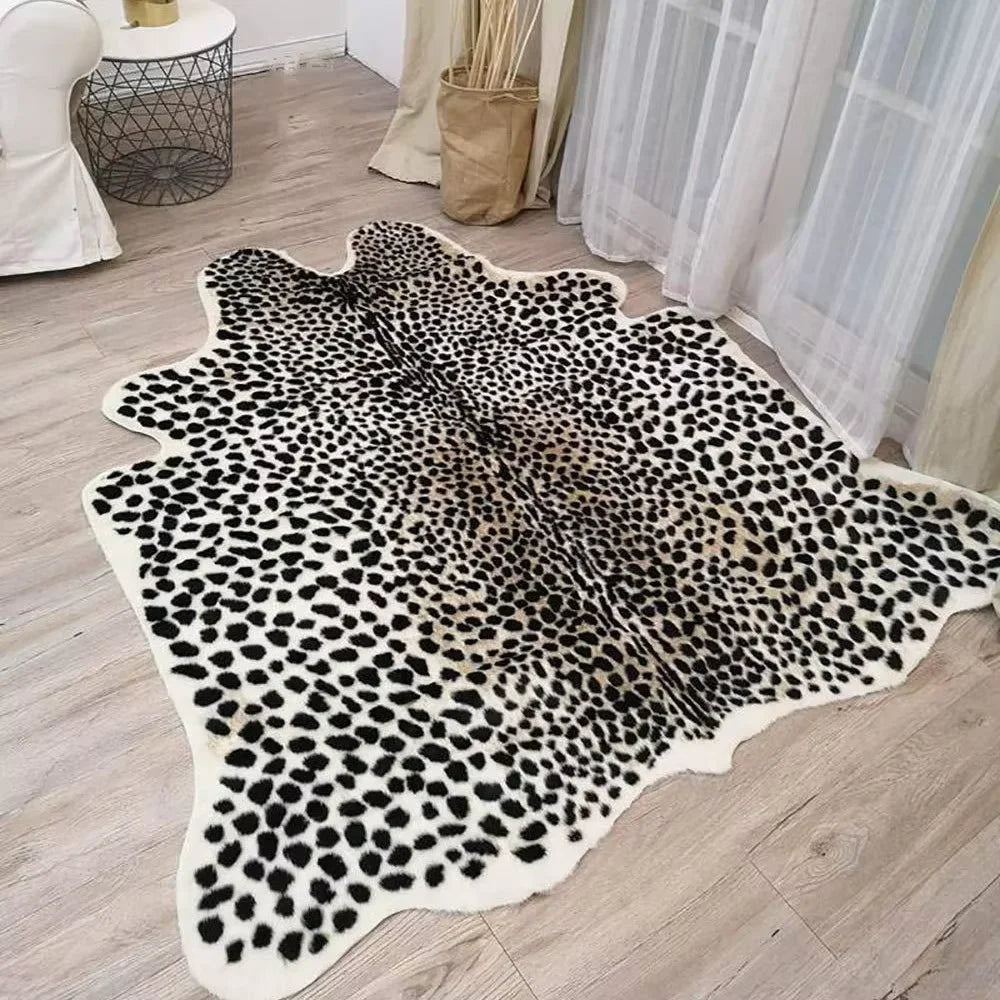 Vintage Leopard Print Plush Rug for Living Room Decor
