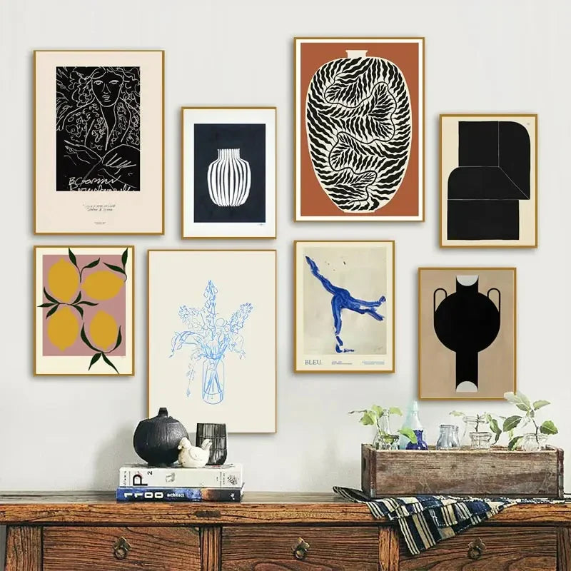 Lemon Vase Abstract Canvas Wall Art for Home Decor