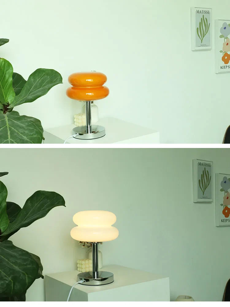 Macaron Glass Table Lamp Silver Iron for Bedroom Decor