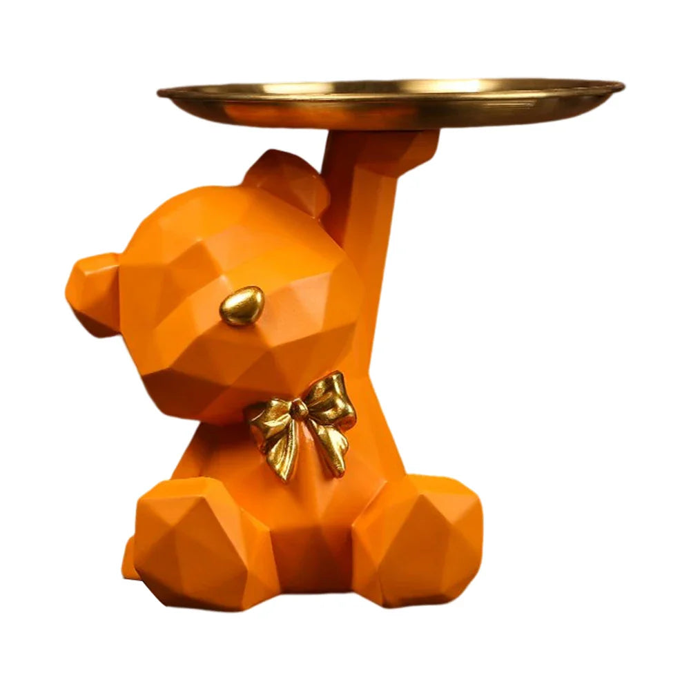 Resin Geometric Bear Key Holder Figurine for Home Decor