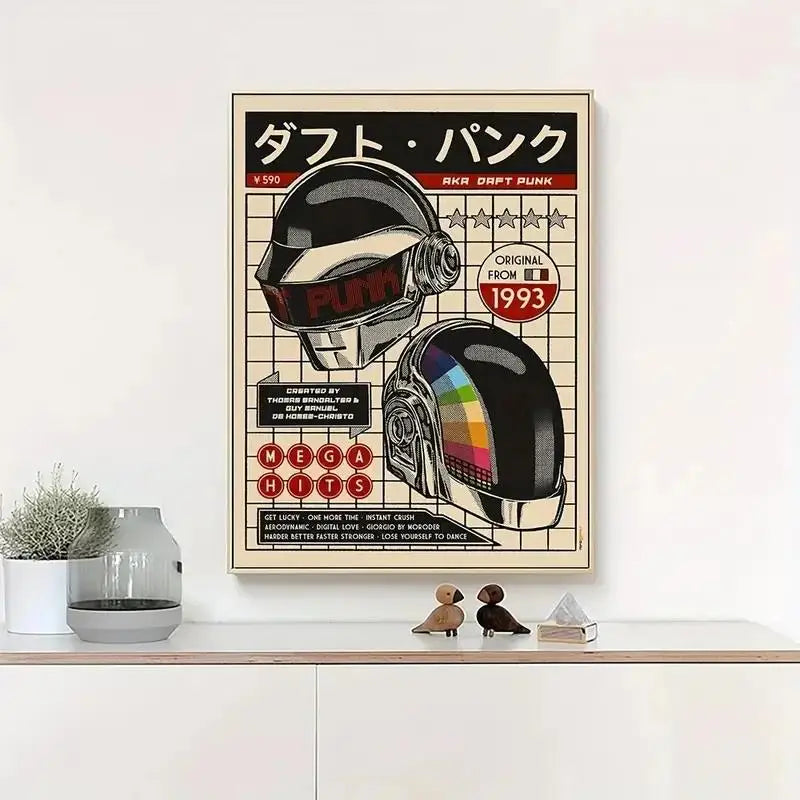 Daft Punk Helmet Canvas Wall Art Print for Home Decor